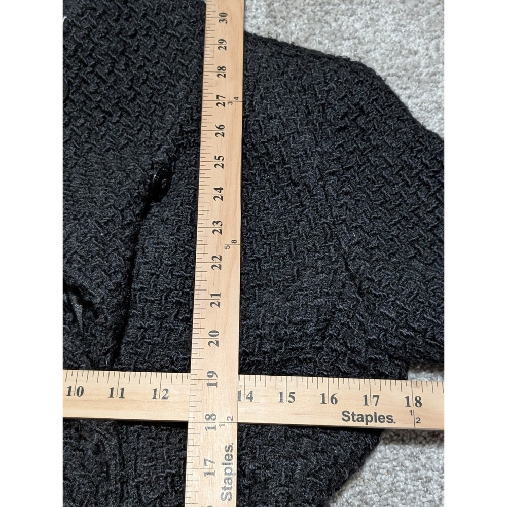 Calvin Klein Womens S Black Thick Boucle Double Button Up Wool Blend Coat - Picture 10 of 10